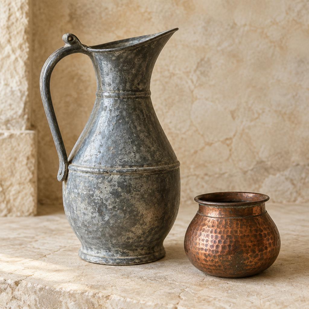 Objets anciens en zinc & cuivre